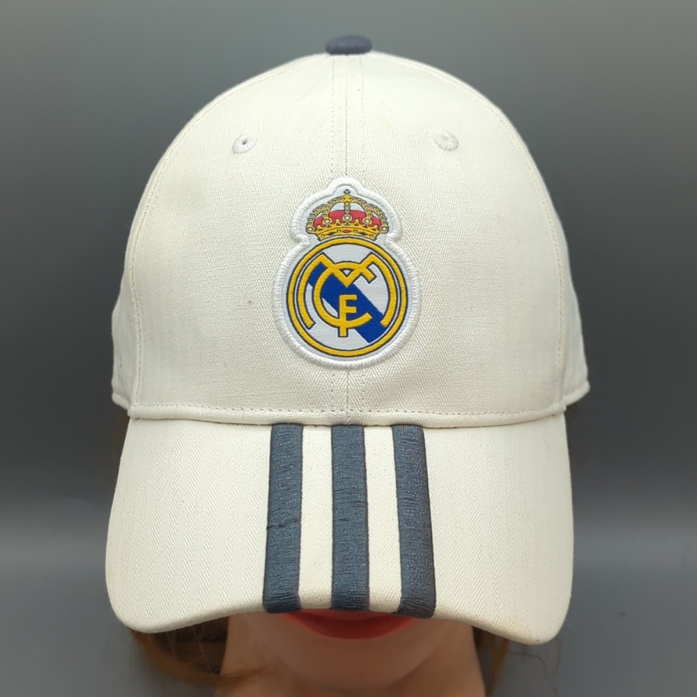 adidas Real Madrid White Soccer Cap Football Fan Hat OSFM Strapback Official